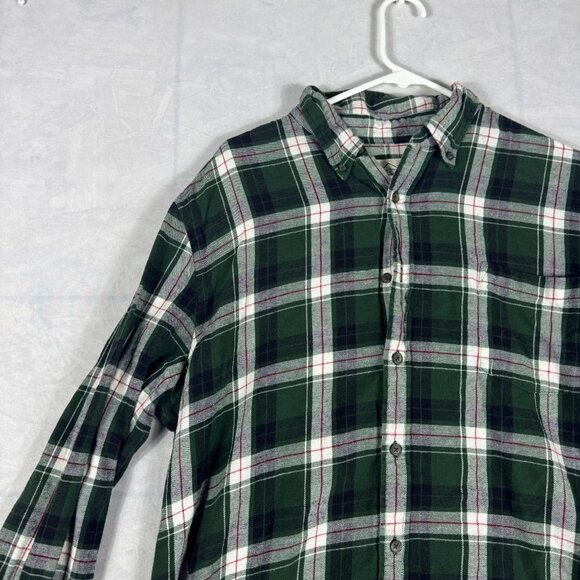 St Johns Bay Button Up Flannel Shirt Mens Green White Plaid Classic Size L - Picture 5 of 14